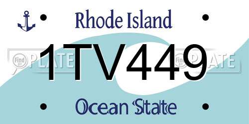 1TV449 Rhode Island License Plate