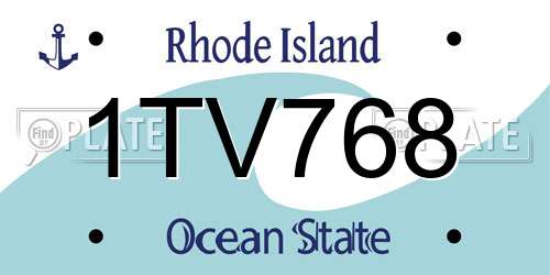 1TV768 Rhode Island License Plate