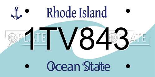 1TV843 Rhode Island License Plate