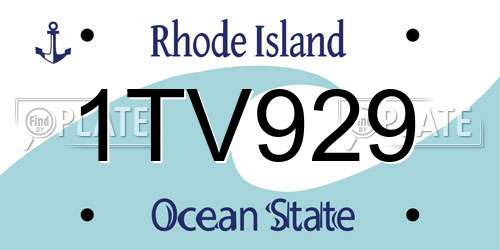 1TV929 Rhode Island License Plate