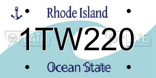1TW220 Rhode Island License Plate