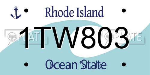 1TW803 Rhode Island License Plate