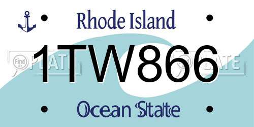 1TW866 Rhode Island License Plate