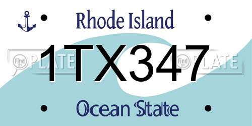 1TX347 Rhode Island License Plate