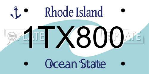 1TX800 Rhode Island License Plate