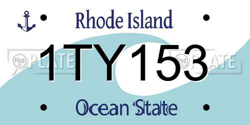 1TY153 Rhode Island License Plate