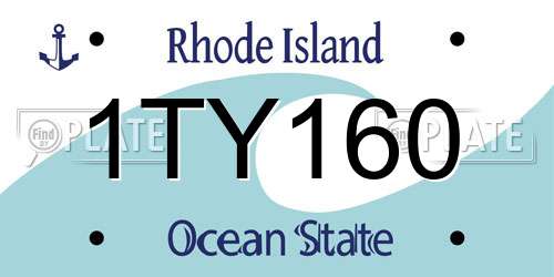 1TY160 Rhode Island License Plate