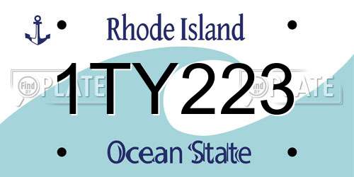 1TY223 Rhode Island License Plate