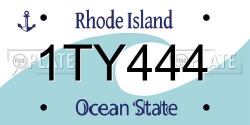 1TY444 Rhode Island License Plate