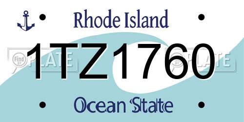 1TZ1760 Rhode Island License Plate