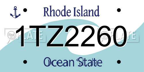 1TZ2260 Rhode Island License Plate