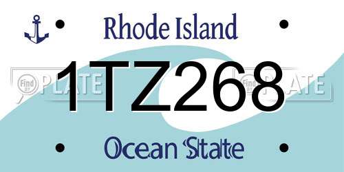 1TZ268 Rhode Island License Plate
