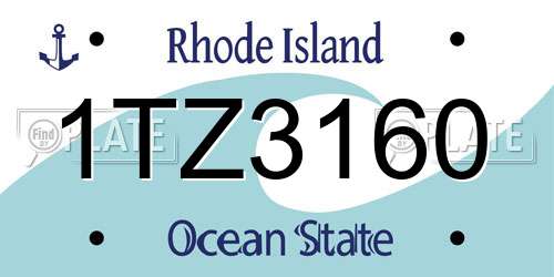 1TZ3160 Rhode Island License Plate