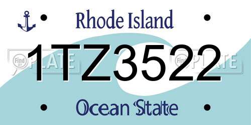 1TZ3522 Rhode Island License Plate