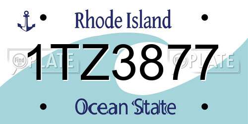 1TZ3877 Rhode Island License Plate