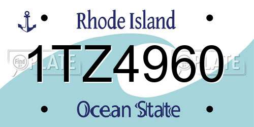 1TZ4960 Rhode Island License Plate