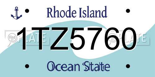 1TZ5760 Rhode Island License Plate