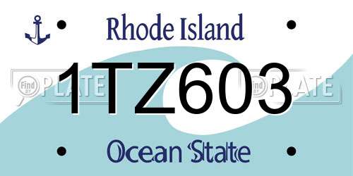 1TZ603 Rhode Island License Plate