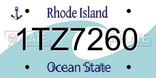 1TZ7260 Rhode Island License Plate