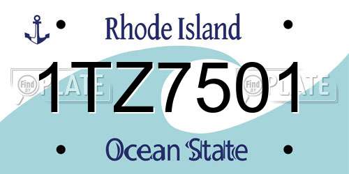 1TZ7501 Rhode Island License Plate