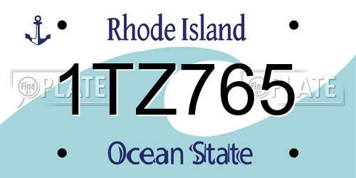 1TZ765 Rhode Island License Plate