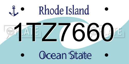 1TZ7660 Rhode Island License Plate