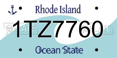 1TZ7760 Rhode Island License Plate