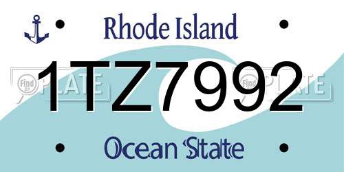 1TZ7992 Rhode Island License Plate