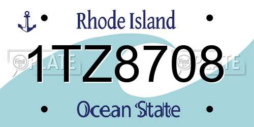1TZ8708 Rhode Island License Plate