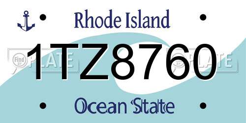 1TZ8760 Rhode Island License Plate