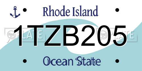 1TZB205 Rhode Island License Plate