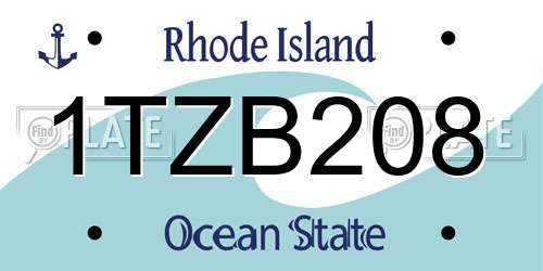 1TZB208 Rhode Island License Plate