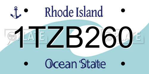 1TZB260 Rhode Island License Plate