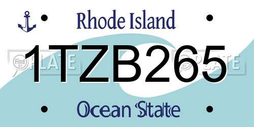 1TZB265 Rhode Island License Plate