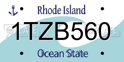1TZB560 Rhode Island License Plate