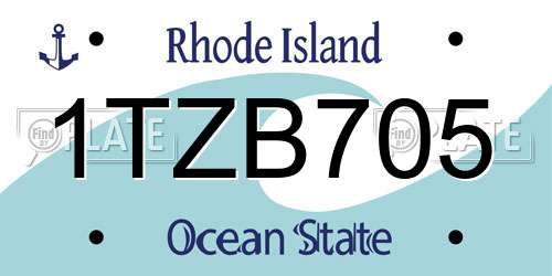 1TZB705 Rhode Island License Plate