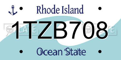 1TZB708 Rhode Island License Plate