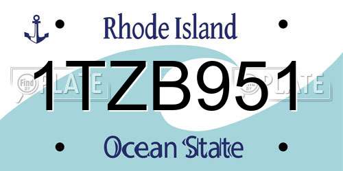 1TZB951 Rhode Island License Plate