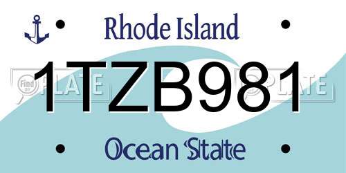 1TZB981 Rhode Island License Plate