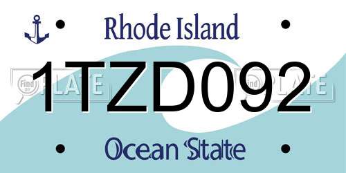 1TZD092 Rhode Island License Plate