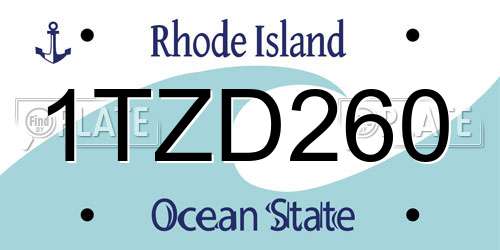 1TZD260 Rhode Island License Plate
