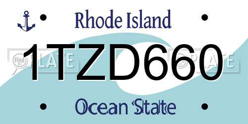 1TZD660 Rhode Island License Plate