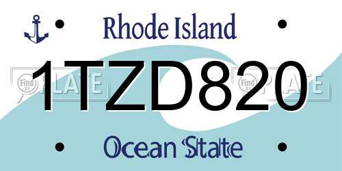 1TZD820 Rhode Island License Plate