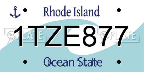 1TZE877 Rhode Island License Plate