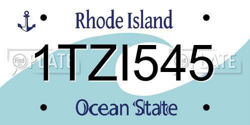 1TZI545 Rhode Island License Plate