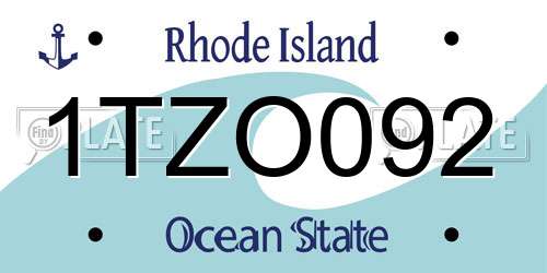 1TZO092 Rhode Island License Plate