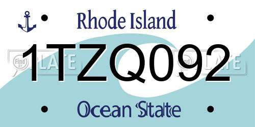 1TZQ092 Rhode Island License Plate