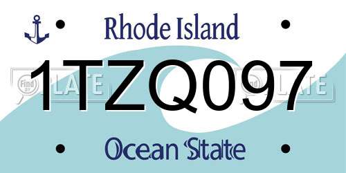 1TZQ097 Rhode Island License Plate