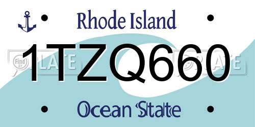 1TZQ660 Rhode Island License Plate