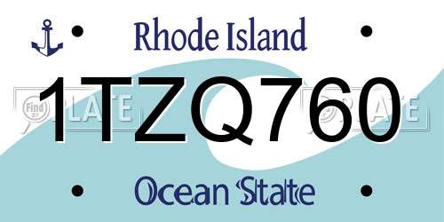 1TZQ760 Rhode Island License Plate
